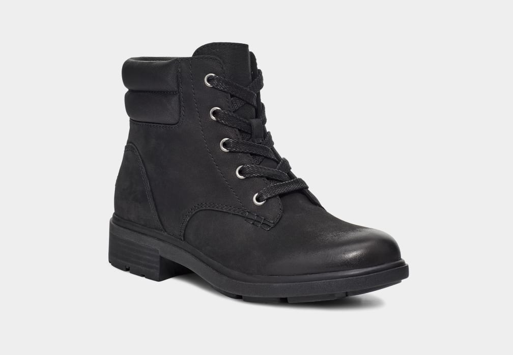 Black Ugg Harrison Lace Women Boots | 403152-BYO