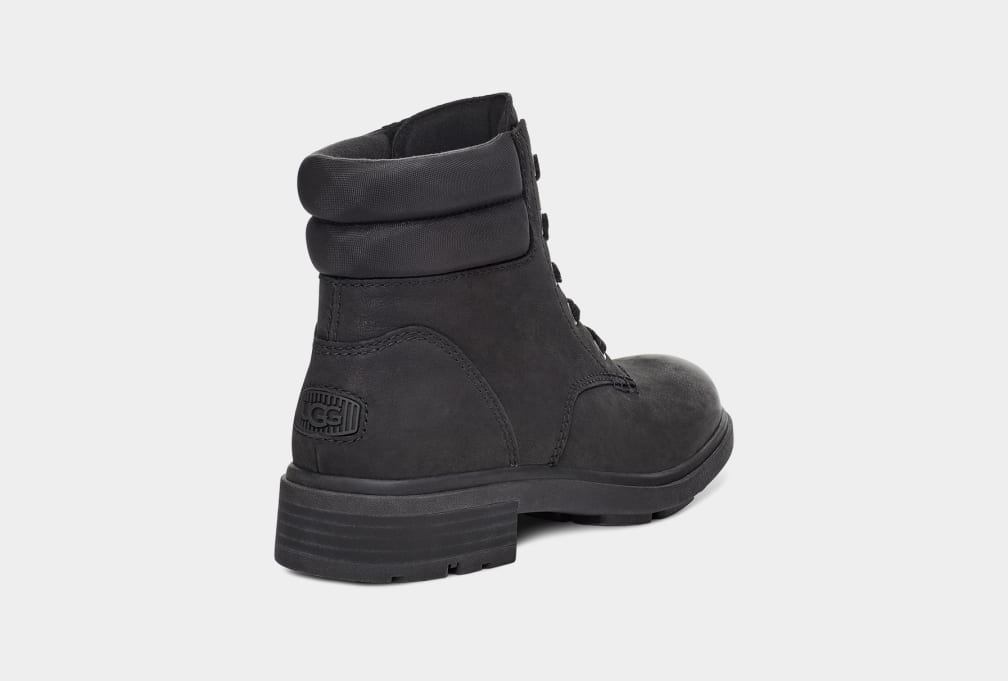 Black Ugg Harrison Lace Women Boots | 403152-BYO