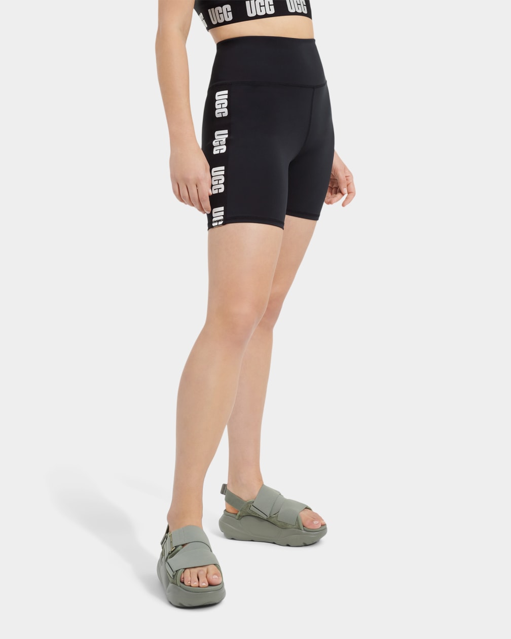 Black Ugg Hayleigh Logo Biker Women Shorts | 294087-ICF