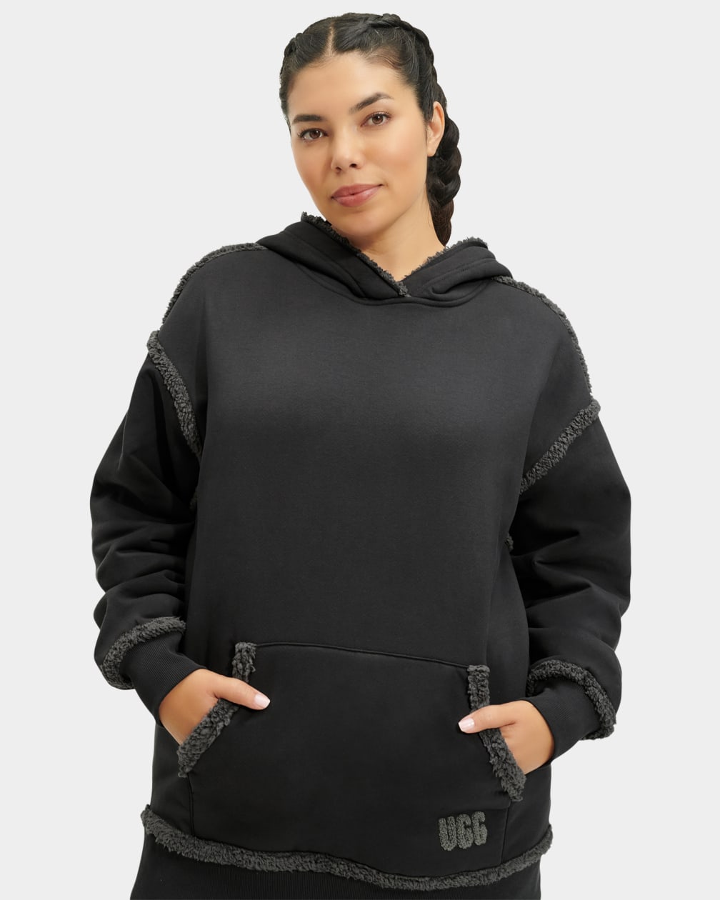 Black Ugg Joanne Bonded Fleece Women Hoodie | 128795-YBZ