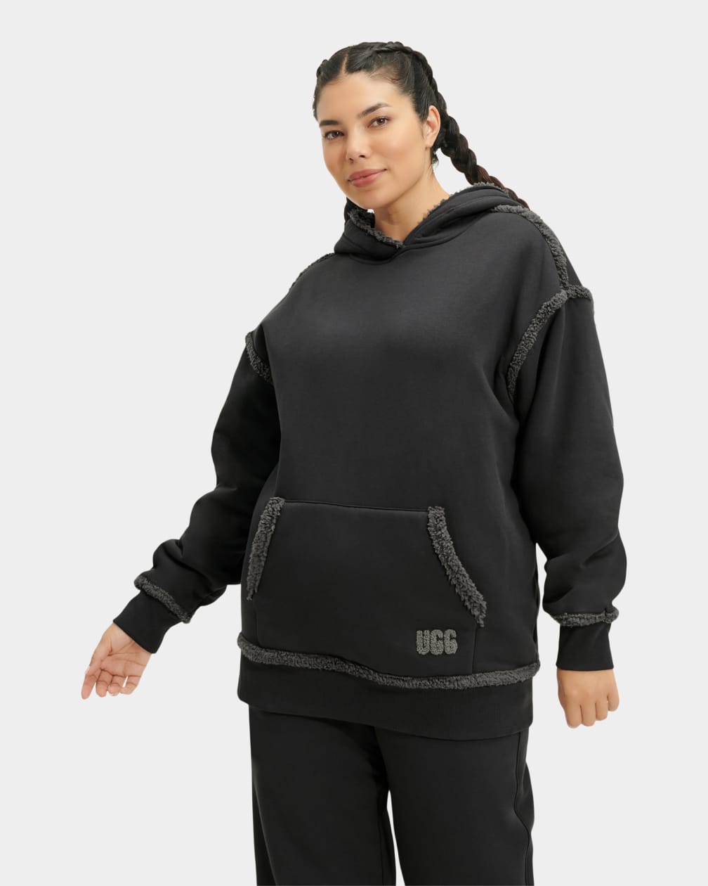 Black Ugg Joanne Bonded Fleece Women Hoodie | 128795-YBZ