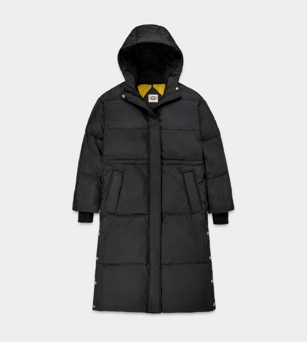 Black Ugg Keeley Long Puffer Women Coats | 382461-ZWN