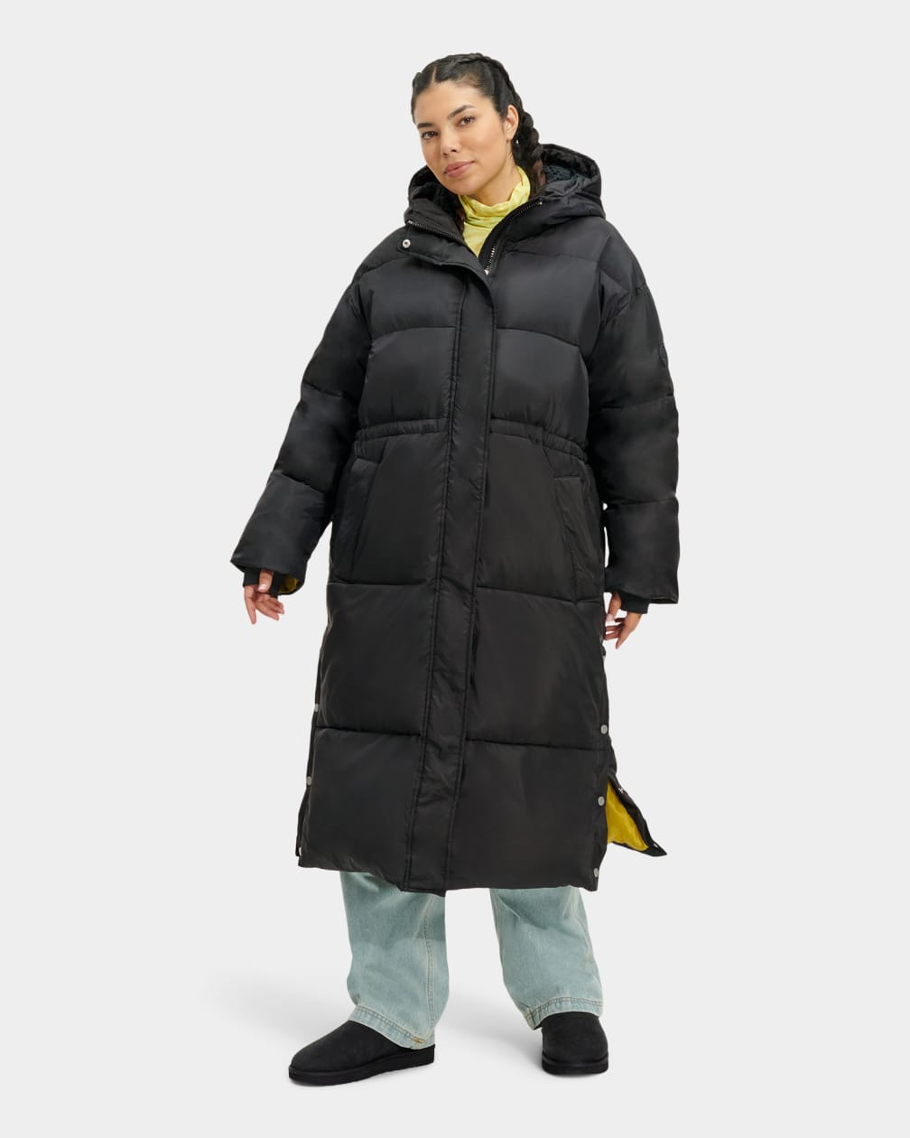 Black Ugg Keeley Long Puffer Women Coats | 382461-ZWN