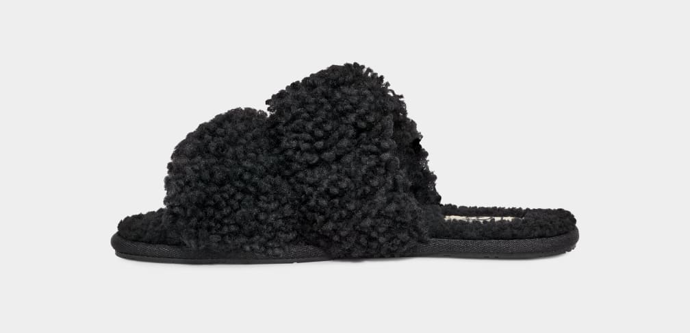 Black Ugg Maxi Curly Scuffetta Women Slippers | 678109-BDP