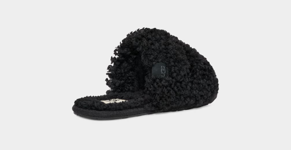 Black Ugg Maxi Curly Scuffetta Women Slippers | 678109-BDP