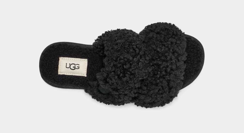 Black Ugg Maxi Curly Scuffetta Women Slippers | 678109-BDP