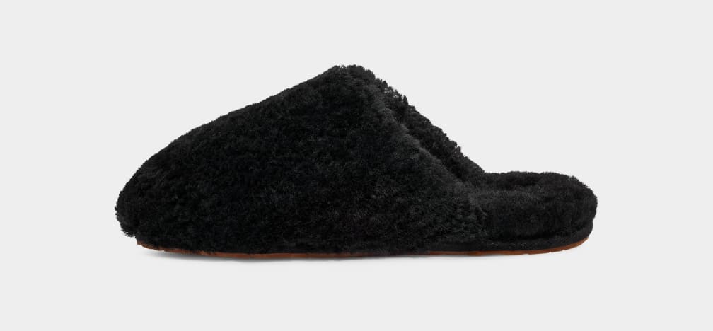 Black Ugg Maxi Curly Women Slippers | 360728-YFW