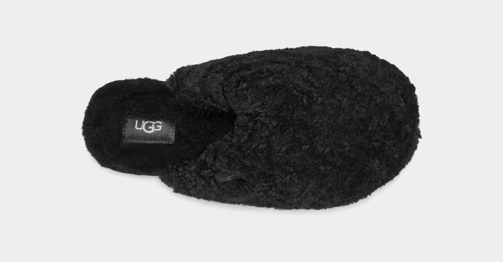 Black Ugg Maxi Curly Women Slippers | 360728-YFW