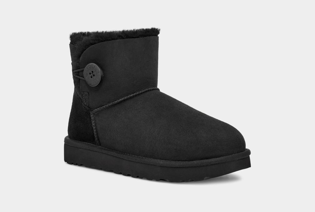 Black Ugg Mini Bailey Button II Women Boots | 048697-SKG