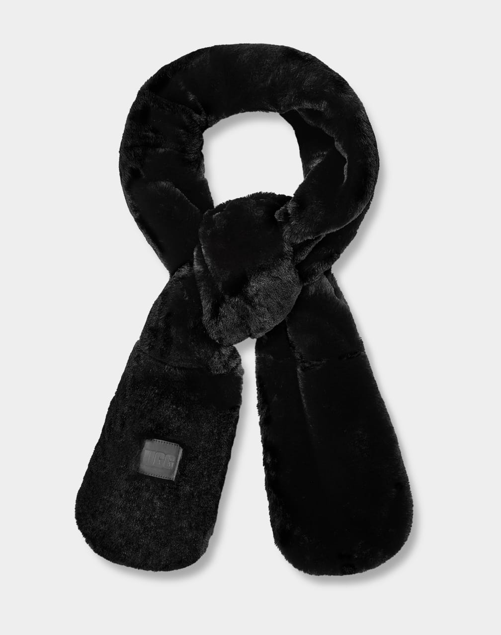 Black Ugg Oblong Faux Fur Women Scarves | 732468-IVL