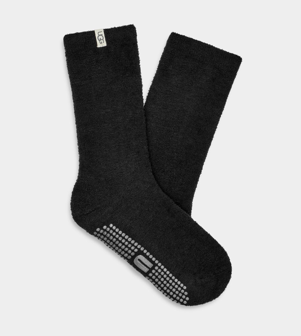 Black Ugg Paityn Cozy Gripper Crew Women Socks | 615290-XVK