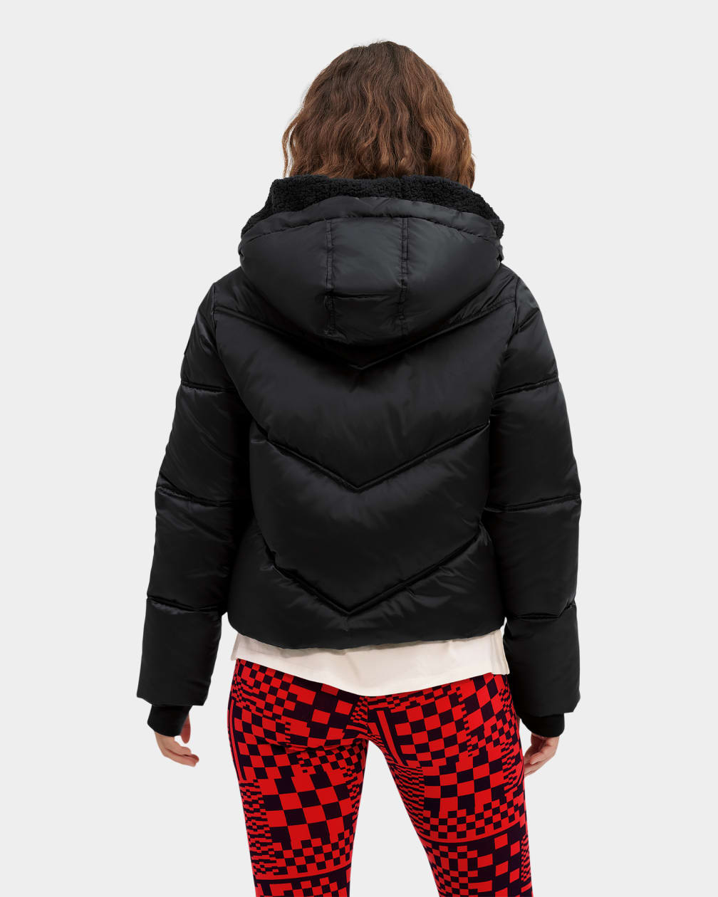 Black Ugg Ronney Cropped Puffer Women Jackets | 261509-XPH