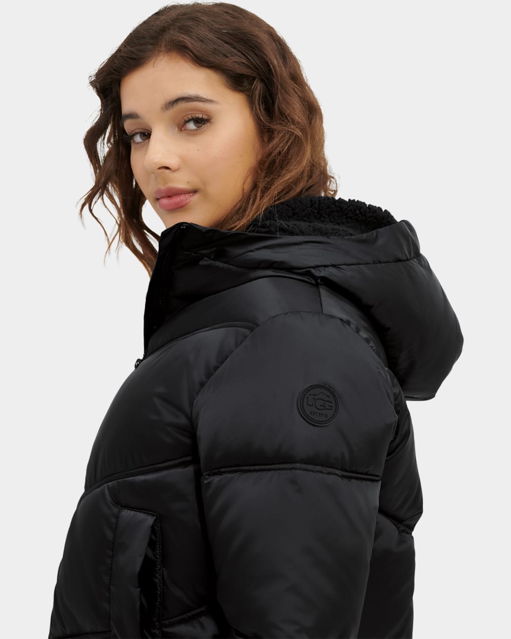 Black Ugg Ronney Cropped Puffer Women Jackets | 261509-XPH