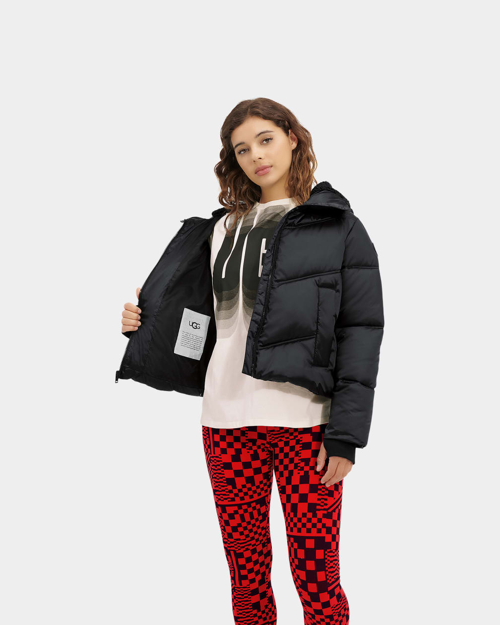 Black Ugg Ronney Cropped Puffer Women Jackets | 261509-XPH