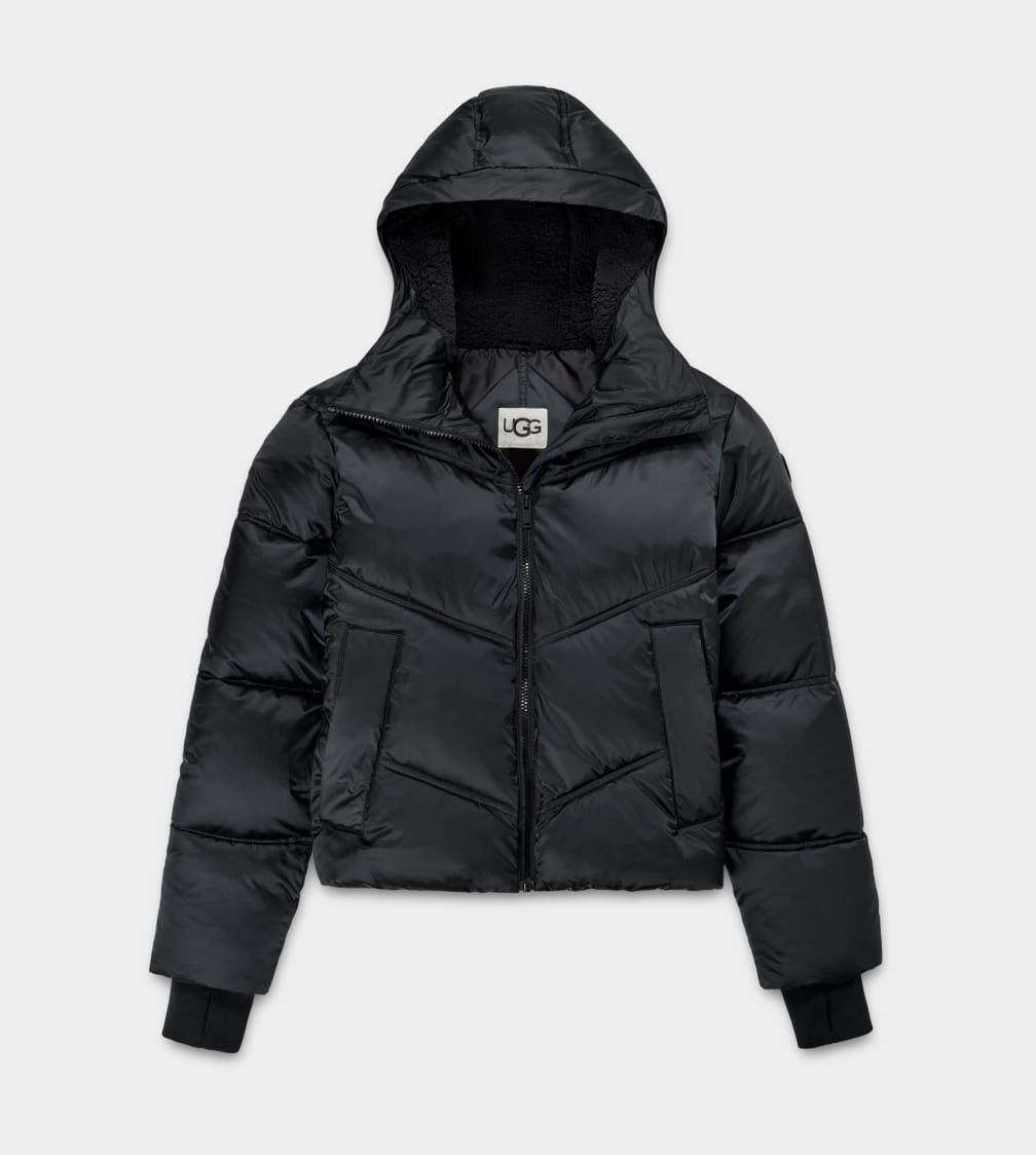 Black Ugg Ronney Cropped Puffer Women Jackets | 261509-XPH