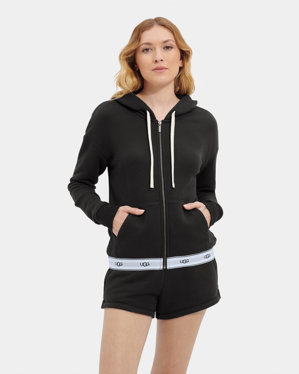 Black Ugg Sena Zipped Women Hoodie | 357698-PKG