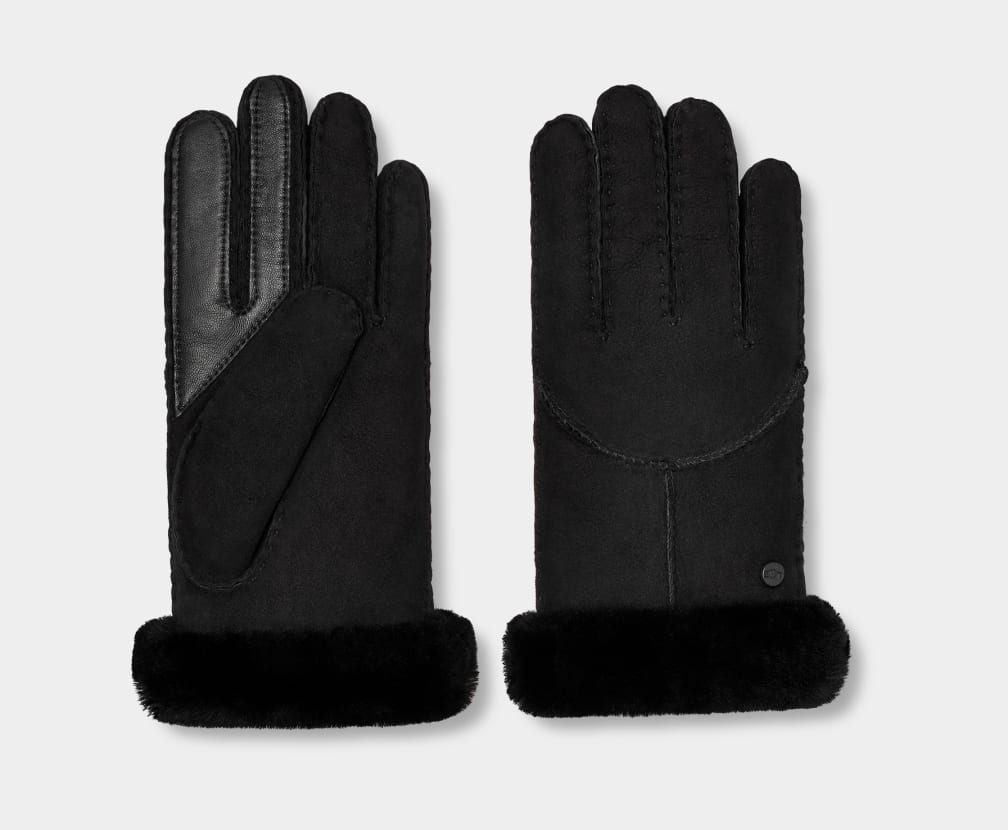 Black Ugg Sheepskin Whipstitch Women Gloves | 918354-GKX