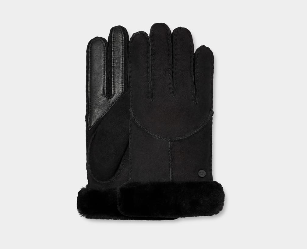 Black Ugg Sheepskin Whipstitch Women Gloves | 918354-GKX