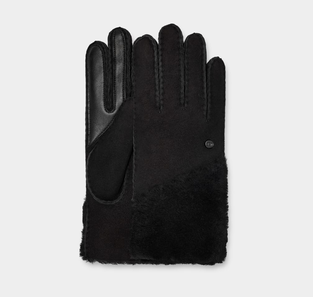 Black Ugg Sheepskin With Zip Women Gloves | 018439-NVB