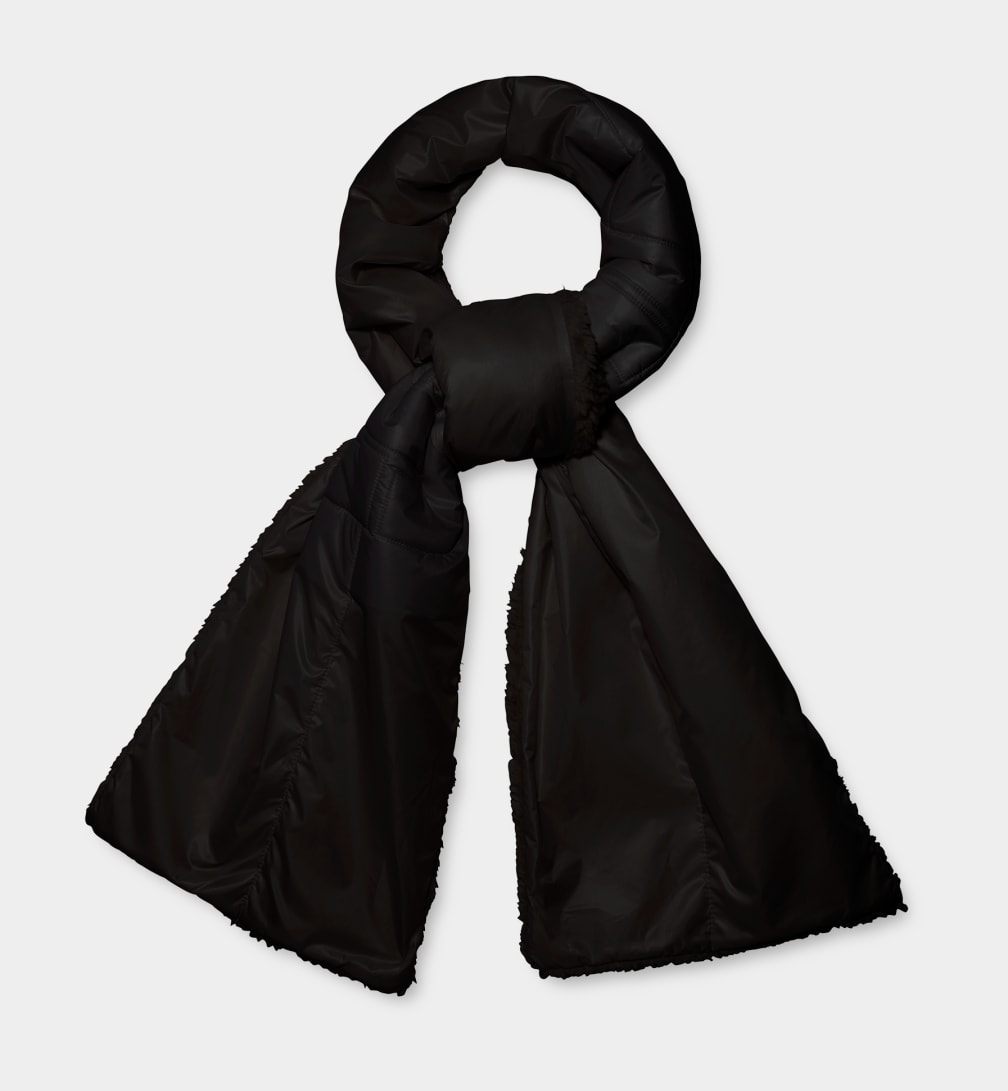 Black Ugg Sherpa Puffer Logo Women Scarves | 610738-VAS