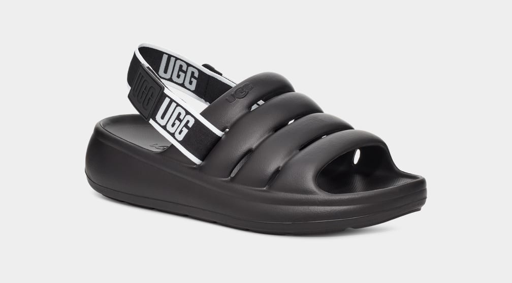 Black Ugg Sport Yeah Men Sandals | 029715-TAC