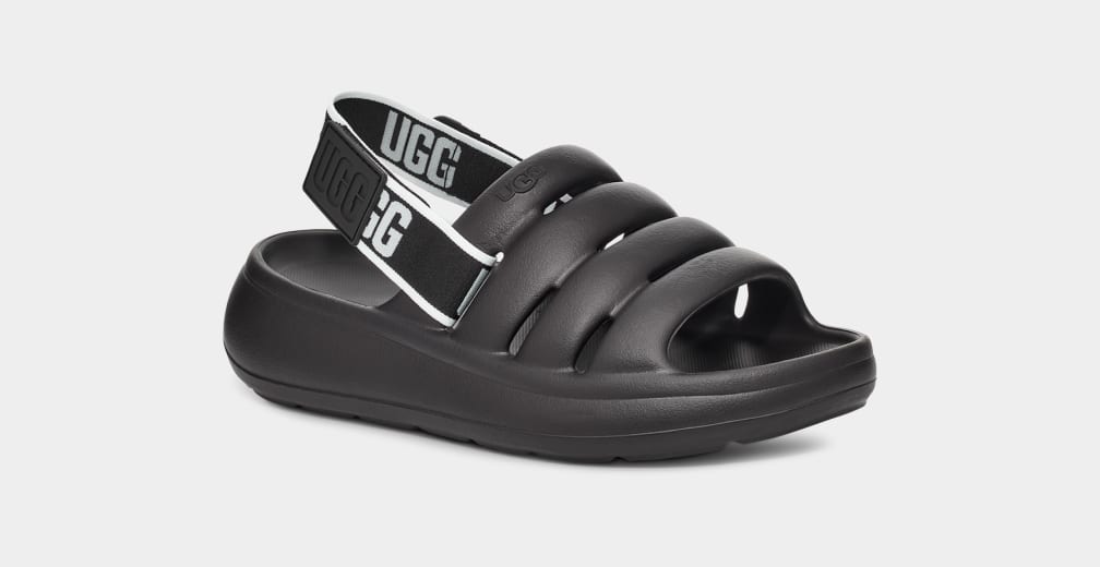 Black Ugg Sport Yeah Women Slides | 253140-TWV