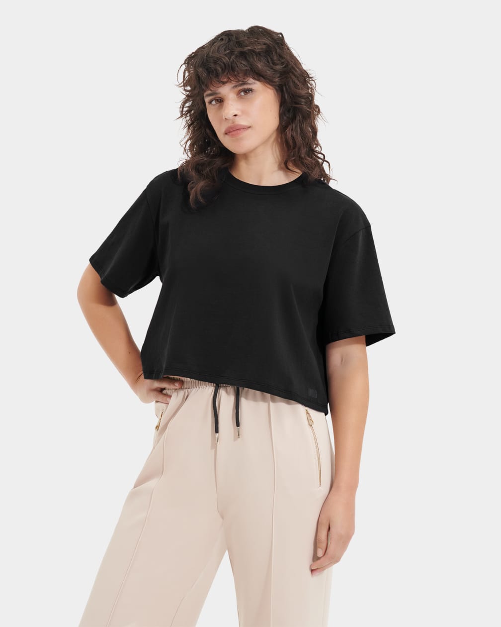 Black Ugg Tana Cropped Women Tops | 739810-KQW