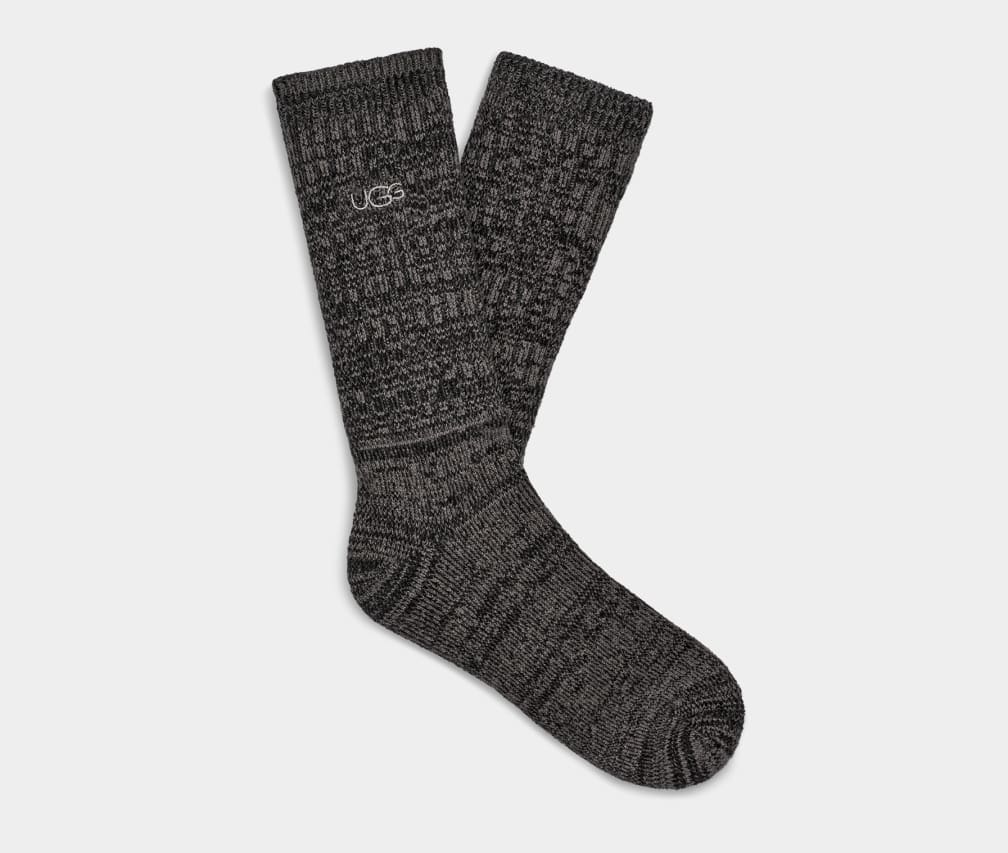 Black Ugg Trey Rib Knit Slouchy Crew Men Socks | 567281-JCP