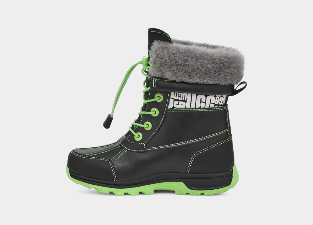 Black / Green Ugg Butte II CWR Glow Graphic Kids' Boots | 892514-SYX