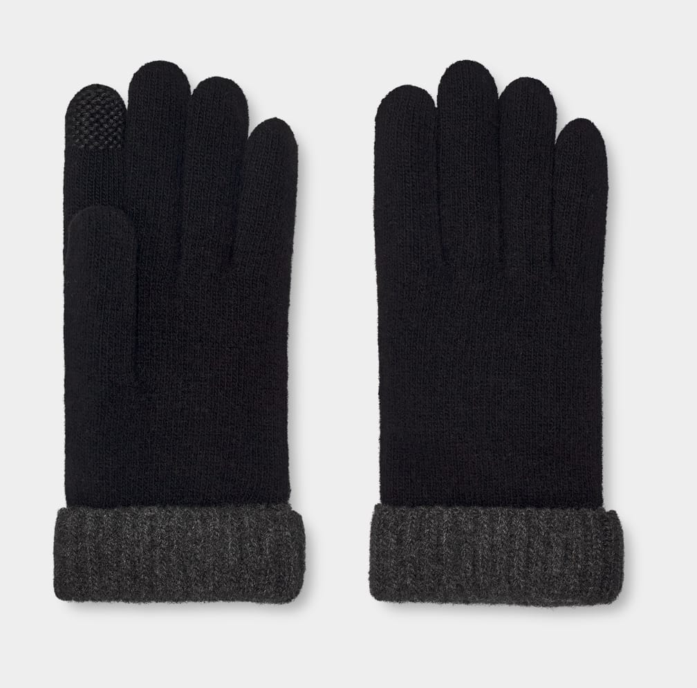 Black / Grey Ugg Evander Knit Men Gloves | 928603-YKL