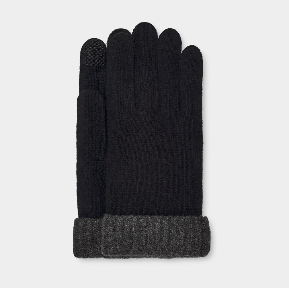 Black / Grey Ugg Evander Knit Men Gloves | 928603-YKL