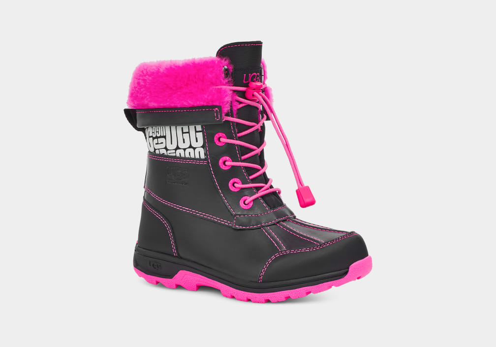 Black / Pink Ugg Butte II CWR Glow Graphic Kids' Boots | 817302-FRD