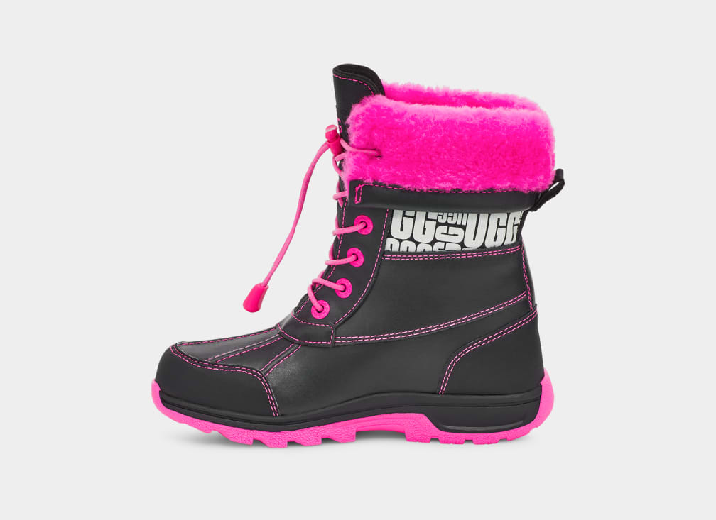 Black / Pink Ugg Butte II CWR Glow Graphic Kids' Boots | 817302-FRD