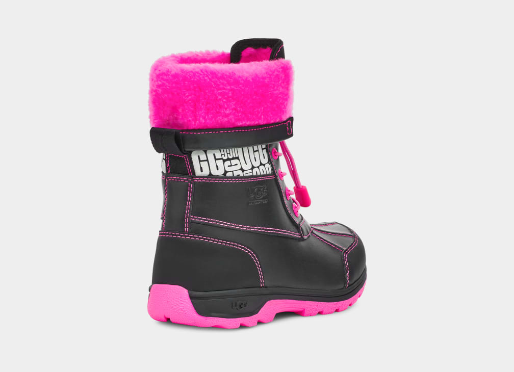 Black / Pink Ugg Butte II CWR Glow Graphic Kids' Boots | 817302-FRD