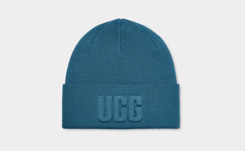 Blue Ugg 3D Graphic Logo Women Beanie | 549263-AMC