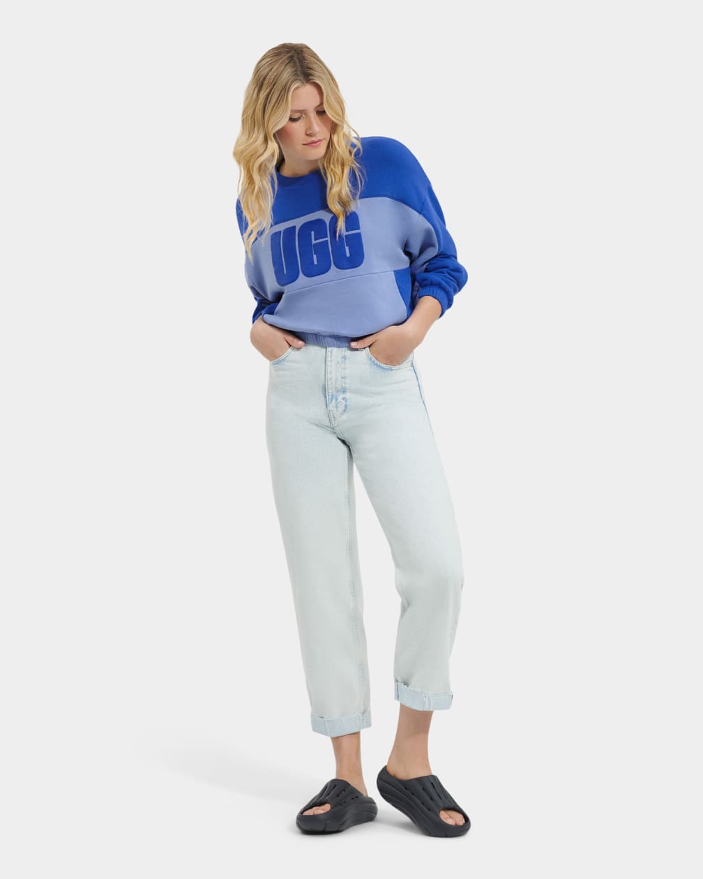 Blue Ugg Aryia Cropped Pullover Blocked Women Sweatshirt | 861720-UVW