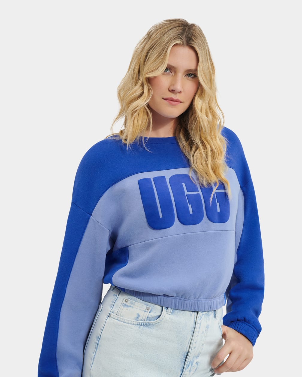 Blue Ugg Aryia Cropped Pullover Blocked Women Tops | 397564-BLY