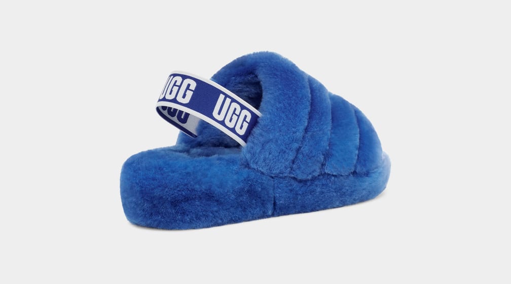 Blue Ugg Fluff Yeah Women Slides | 689352-JDT