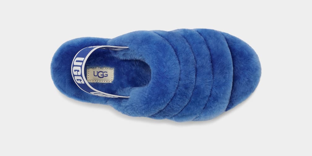 Blue Ugg Fluff Yeah Women Slides | 689352-JDT