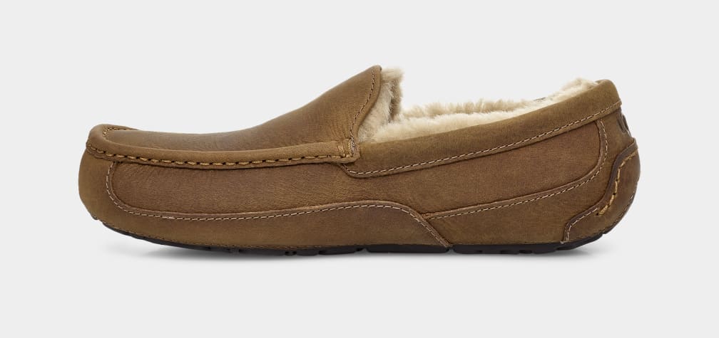 Brown Ugg Ascot Matte Leather Men Moccasins | 417263-CEQ