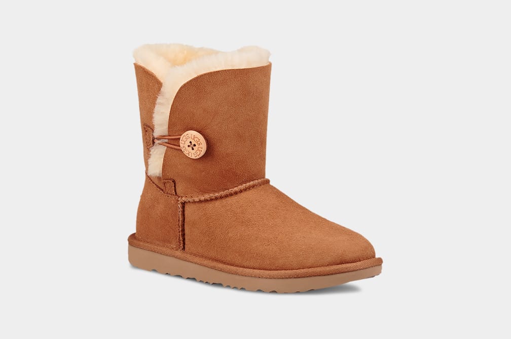 Brown Ugg Bailey Button II Kids' Boots | 170652-PFY