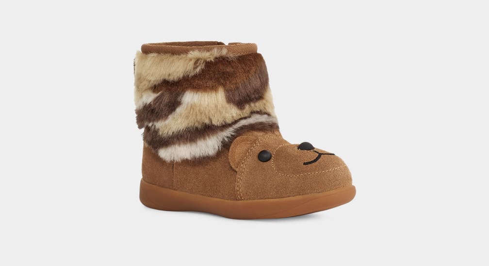 Brown Ugg Bear Stuffie Kids' Boots | 751984-CAF