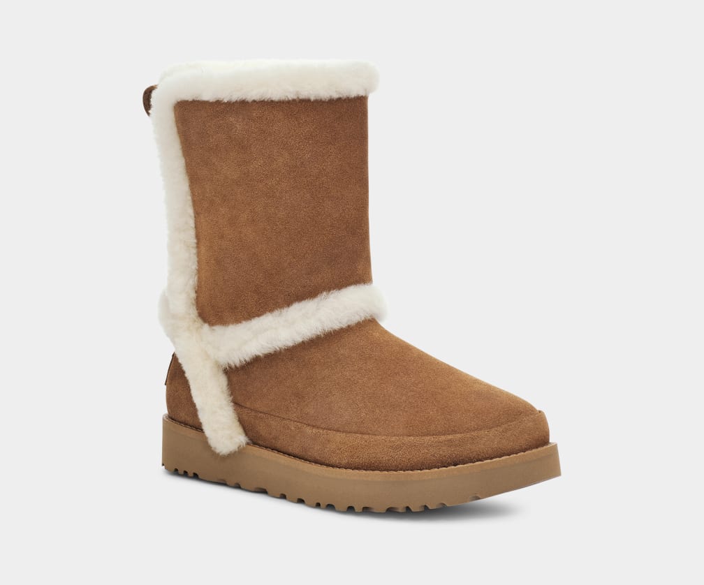 Brown Ugg Classic Fluff Spill Seam Women Boots | 082357-CSD