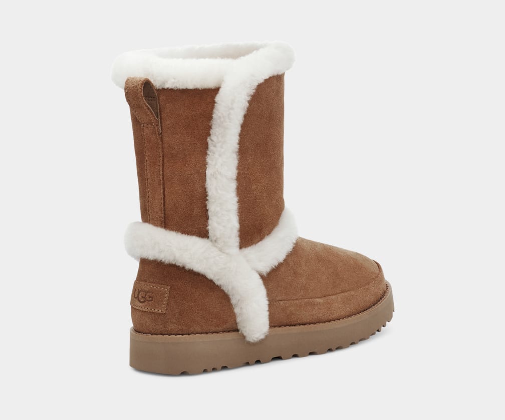 Brown Ugg Classic Fluff Spill Seam Women Boots | 082357-CSD