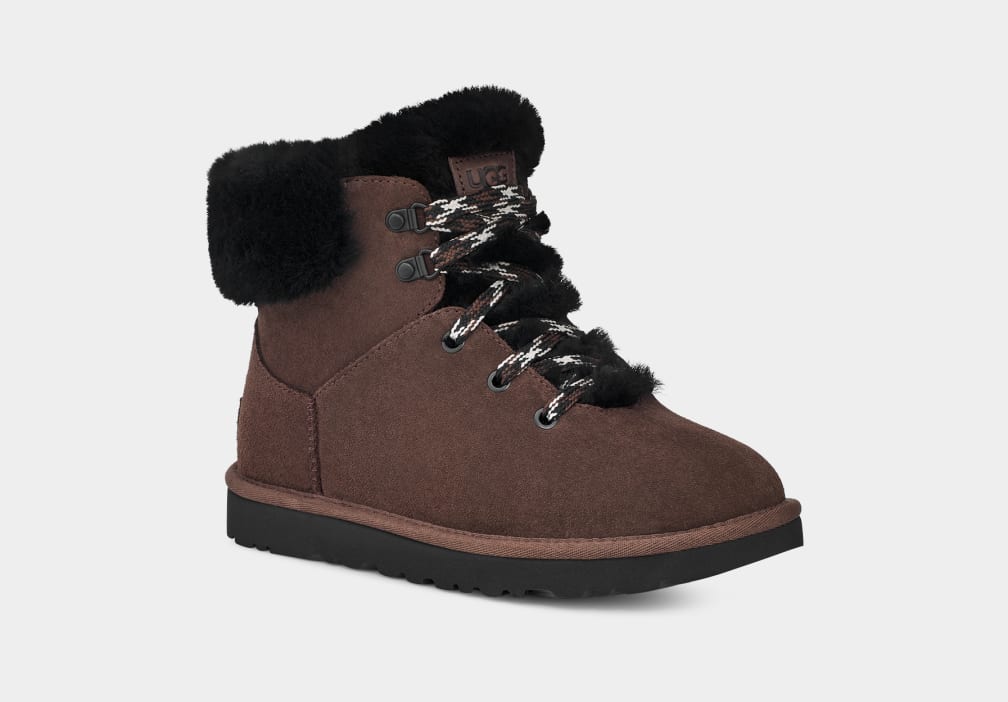 Brown Ugg Classic Mini Alpine Lace Women Boots | 721543-HCJ