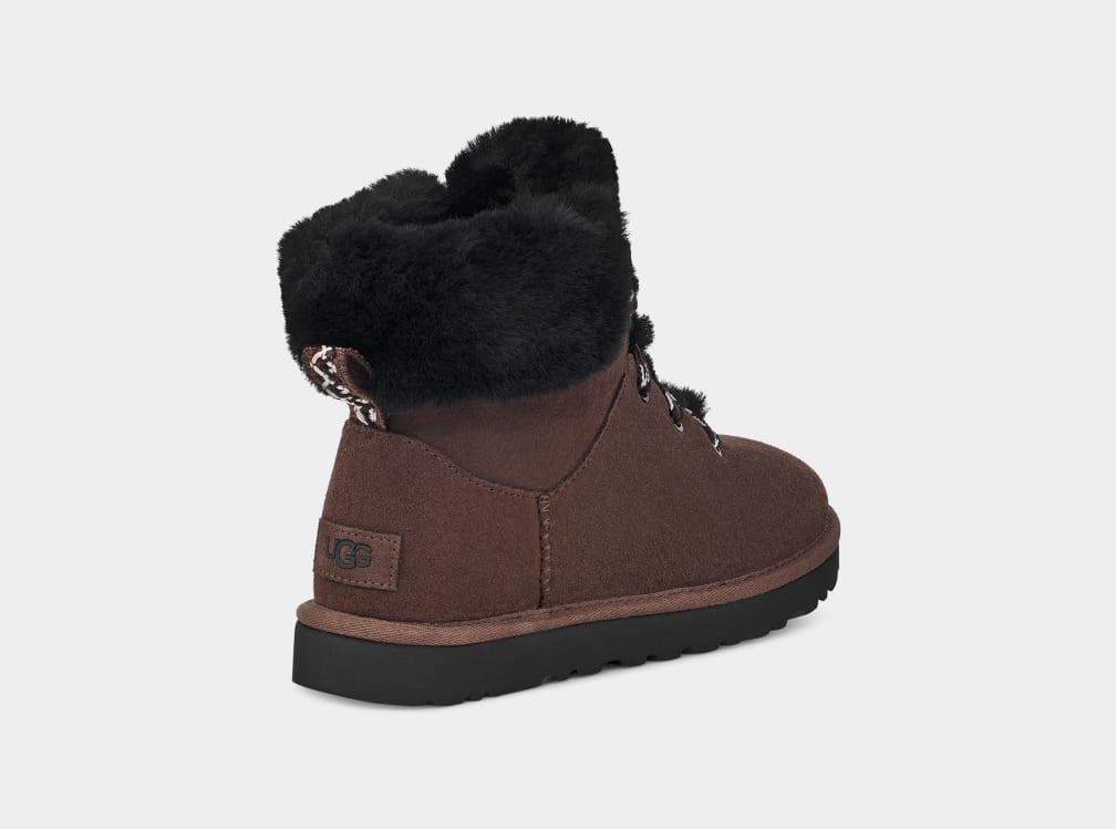 Brown Ugg Classic Mini Alpine Lace Women Boots | 721543-HCJ