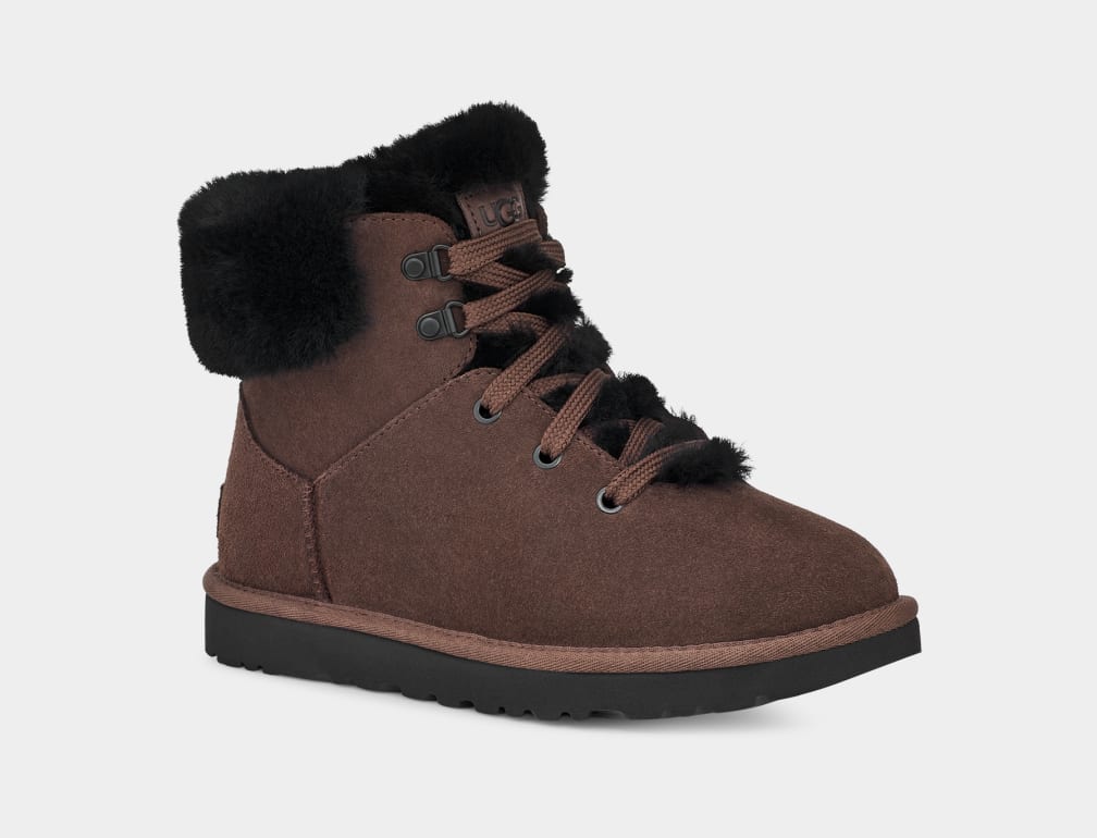 Brown Ugg Classic Mini Alpine Lace Women Boots | 721543-HCJ