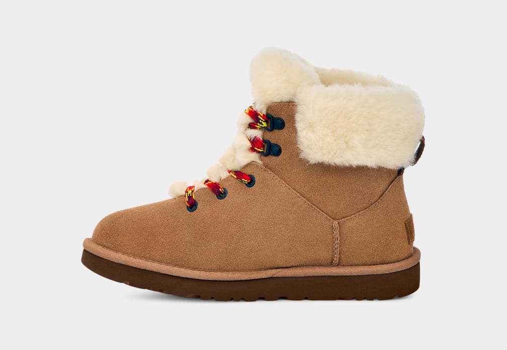 Brown Ugg Classic Mini Alpine Lace Women Boots | 562439-FBZ