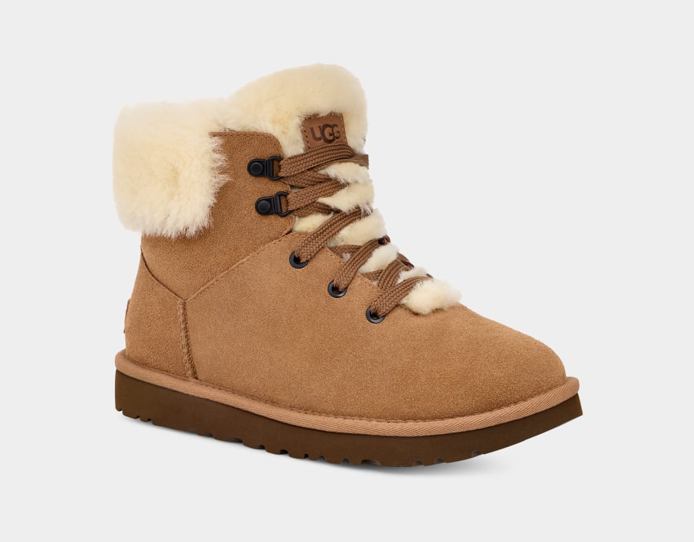 Brown Ugg Classic Mini Alpine Lace Women Boots | 562439-FBZ