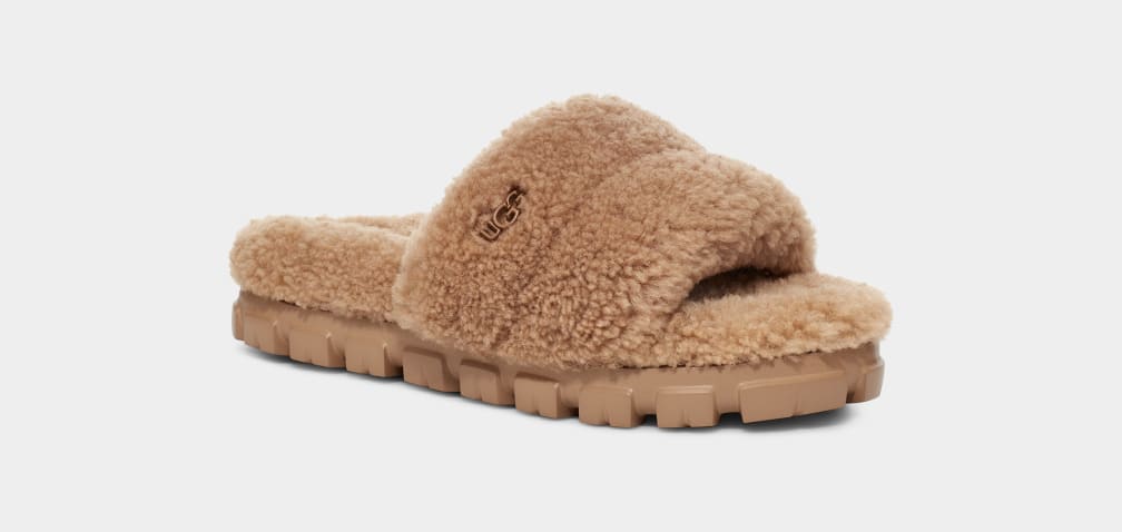 Brown Ugg Cozetta Curly Women Slippers | 392458-MJH